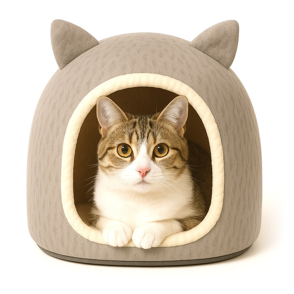 WhiskerFuel Premium Felt Cat Cave / Enclosed Pet Bed
